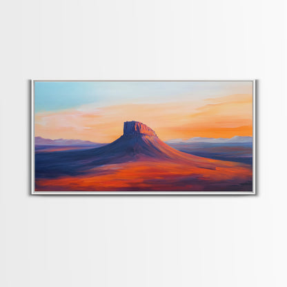 Southwest Landscape, Mountain Painting, Rustic Decor, Framed Canvas Print, Desert Sunset Art, Joshua Tree Art, Earthy Tones Art