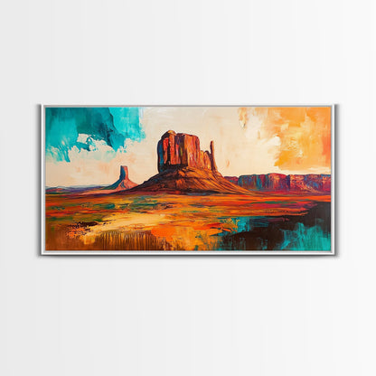 Südwestliche Landschaft, Joshua-Baum-Kunst, Wüstenmalerei, Wandkunst aus dem Südwesten, gerahmter Leinwanddruck, Berglandschaft, rustikale Wandkunst