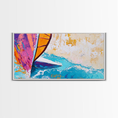 Sailboat Painting, Coastal Art, Nautical Decor, Canvas Print, Surf Wall Art, Ocean Art, Coastal Cowgirl Wall Art, Seascape Painting