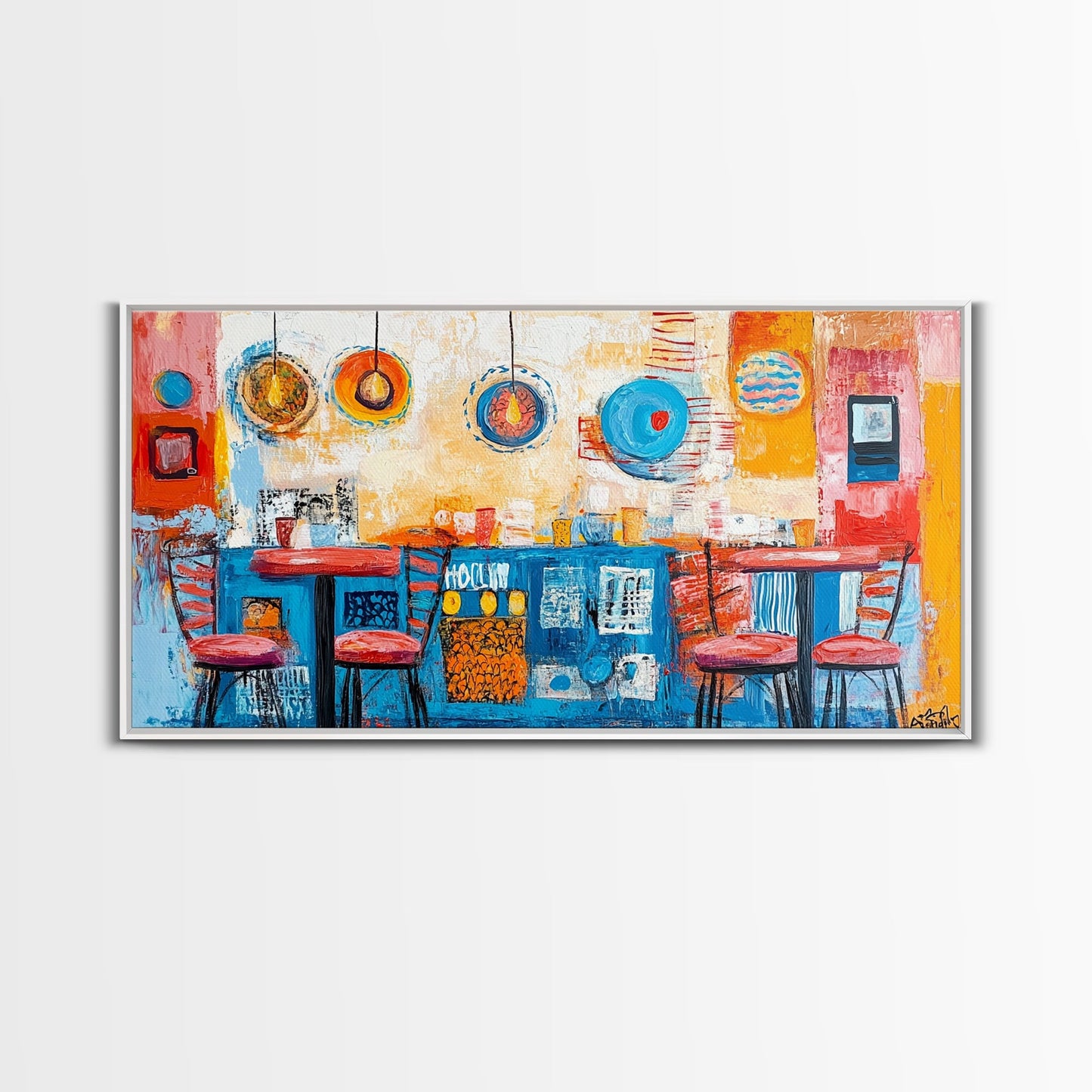 Cafe painting, espresso martini wall art, coffee wall art, food review kitchen art, warm cozy vibes, rustic decor, framed canvas print, boho art