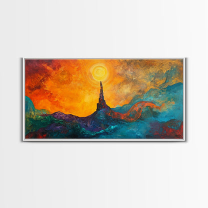 Ozymandias Art, Fantasy Landscape Art, Surreal Painting, Dark Romance Painting, Sunset Wall Art, Horizontal Art, Framed Canvas Print