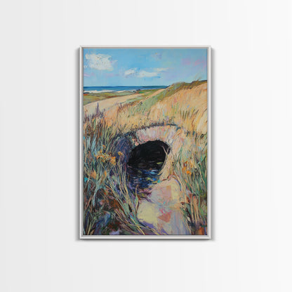 Coastal Landscape, Ireland painting, countryside decor, farmhouse art, blue and green wall art, framed canvas print, landscape painting