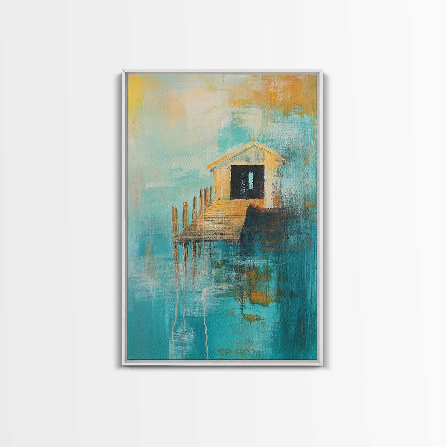 Fishing Shack, Nautical Painting, Coastal Wall Art, Rustic Wall Art, Ocean Art, Living Room Art, Canvas Print, Gift Idea