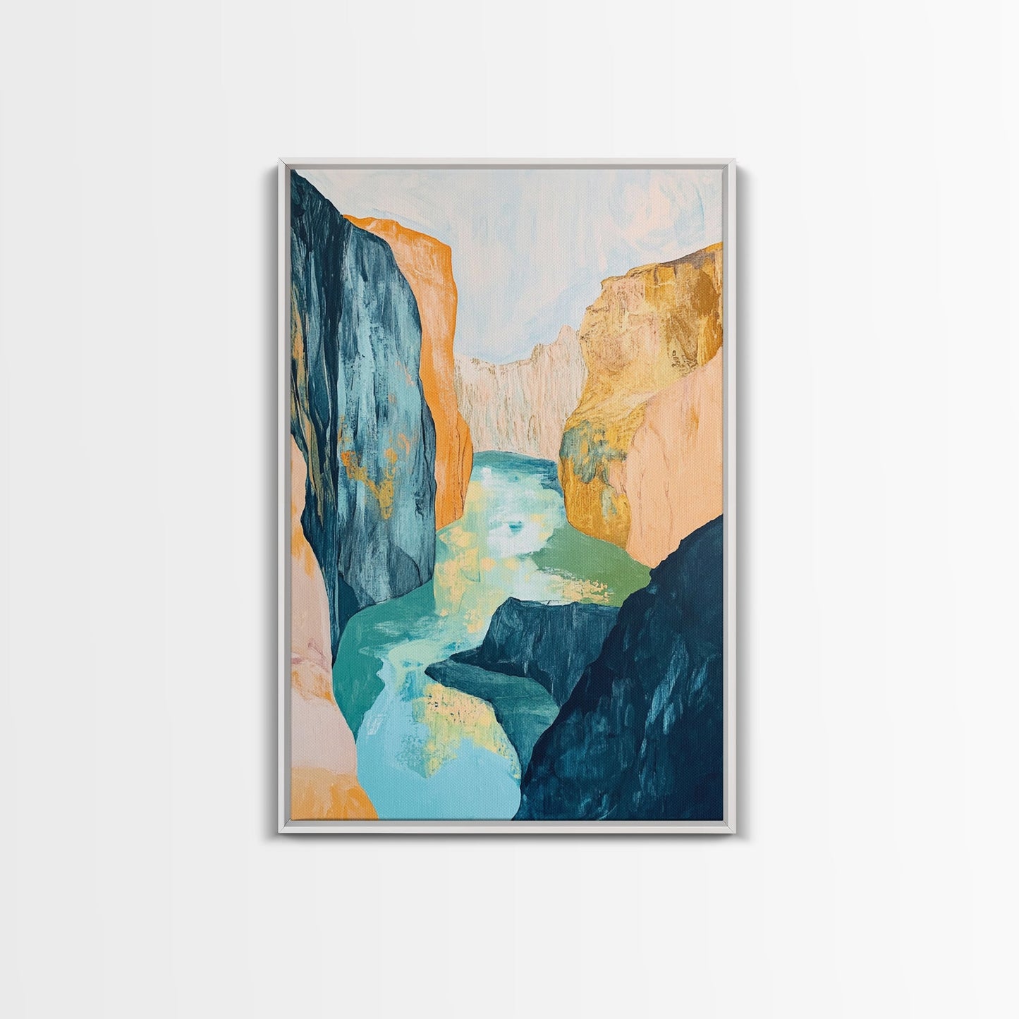 Canyon River, Southwest Wall Art, Mountain Painting, Rustic Art, Landscape Painting, Extra Wide Art, Boho Art, Framed Canvas Print