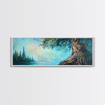 Ancient Tree Serenity Canvas Print Majestic Nature Painting Mystical Forest Art Peaceful Landscape Large Wall Art Living Room