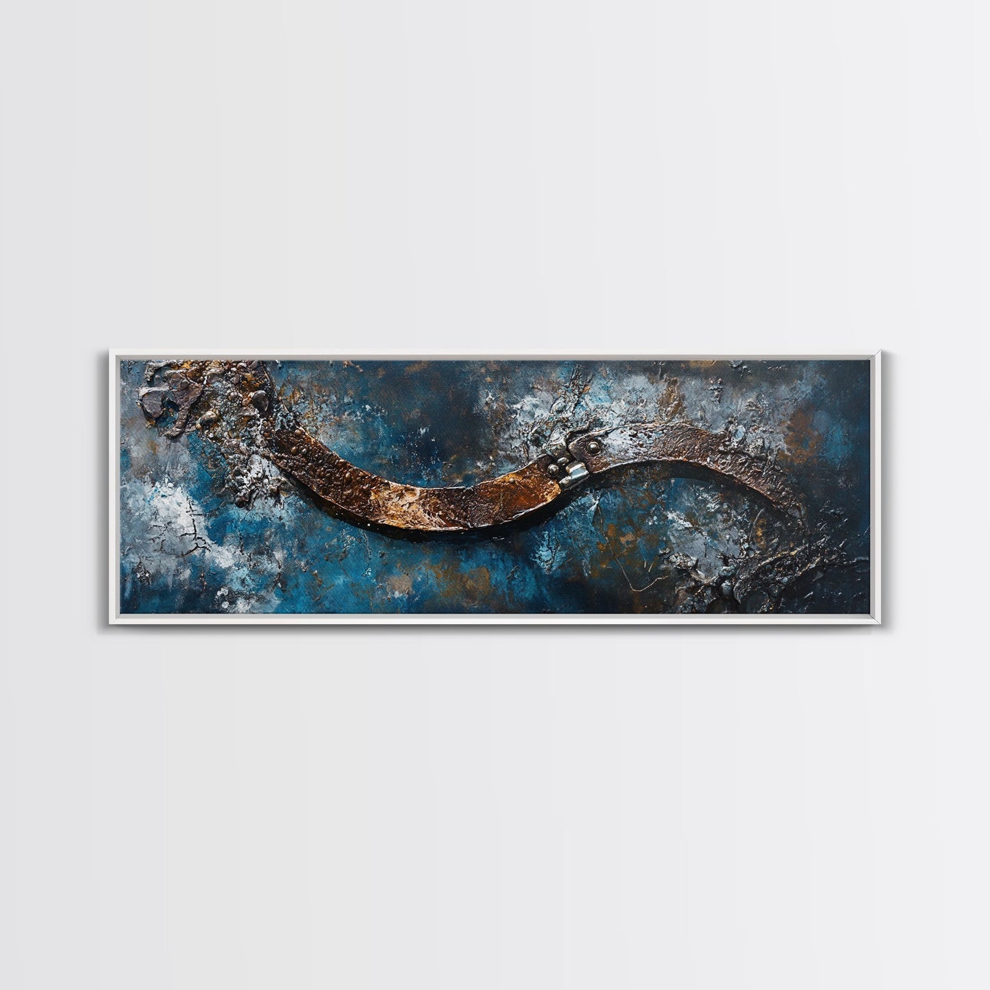 Industrial Wall Art, Dark Texture Painting, Masculine Decor, Framed Canvas Print, Office Artwork, Rustic Metal Art