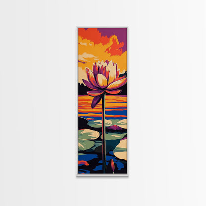 Water Lily, Serene Lake, Nature Art, Framed Canvas Print, Zen Home Decor, Peaceful Wall Art, Meditation Room Print, Botanical Painting