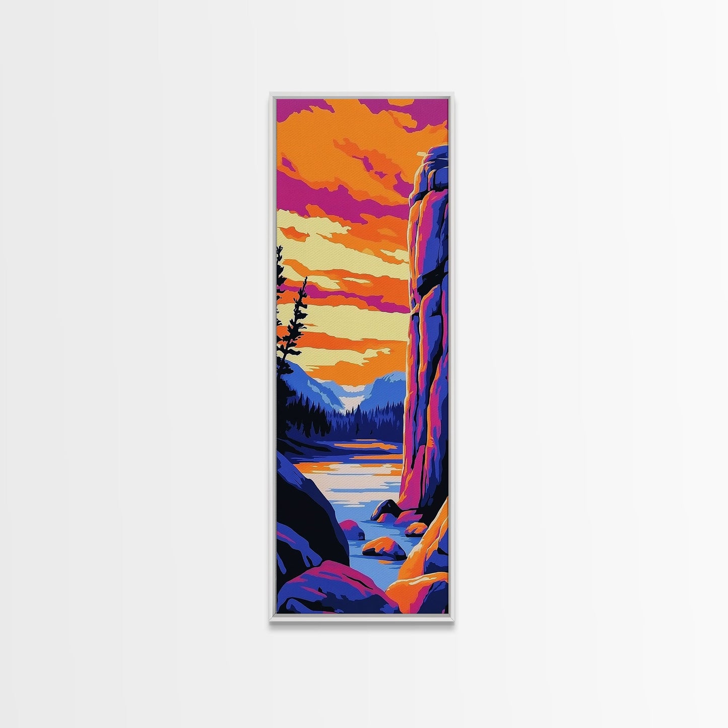 Mountain Cliffs, Nature Adventure, Framed Canvas Print, Hiking Wall Art, Outdoor Explorer Decor, Cabin Wall Art, Landscape Painting