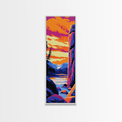 Mountain Cliffs, Nature Adventure, Framed Canvas Print, Hiking Wall Art, Outdoor Explorer Decor, Cabin Wall Art, Landscape Painting