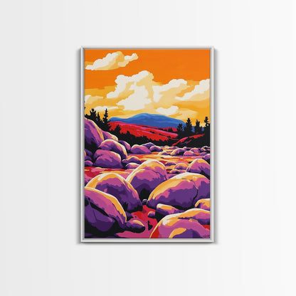 Sunset River, Nature Wall Art, Vibrant Landscape, Autumn Decor, Framed Canvas Print, Living Room Art, Bold Colors, Modern Art