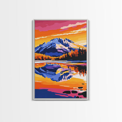 Hoch aufragende Kiefern, goldener Schein, majestätische Bäume, gerahmter Leinwanddruck, Naturgemälde, Waldlandschaft, Herbstliche Wanddekoration, Wohnzimmerdeko