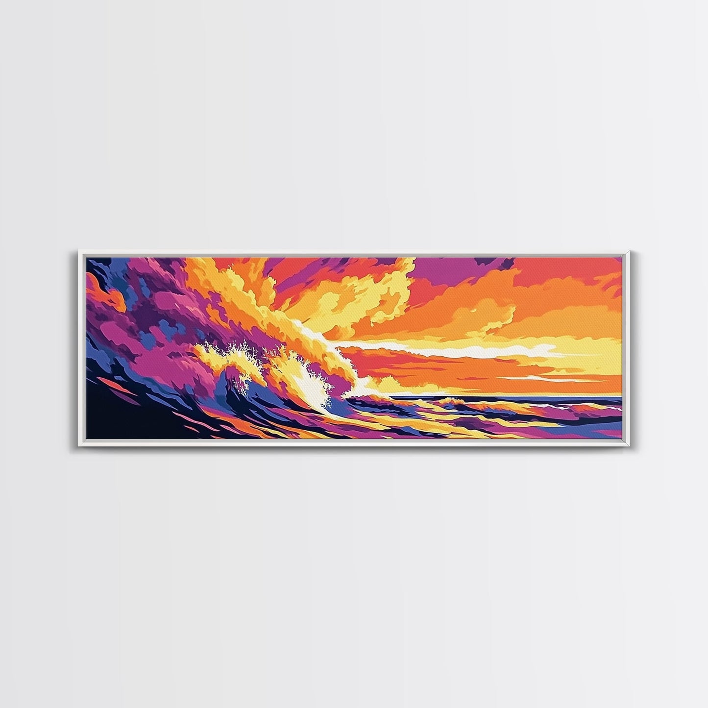 Fiery Wave, Ocean Surf Print, Beach Wall Art, Coastal Sunset, Canvas Print, Vibrant Seascape, Nautical Decor, Surfer Gift, Office Art