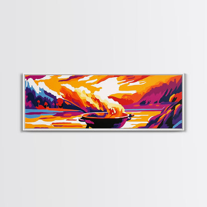 Campfire, Mountain Sunset, Wilderness Art, Canvas Print, Outdoor Enthusiast Gift, Rustic Decor, Living Room Wall Art, Warm Tones