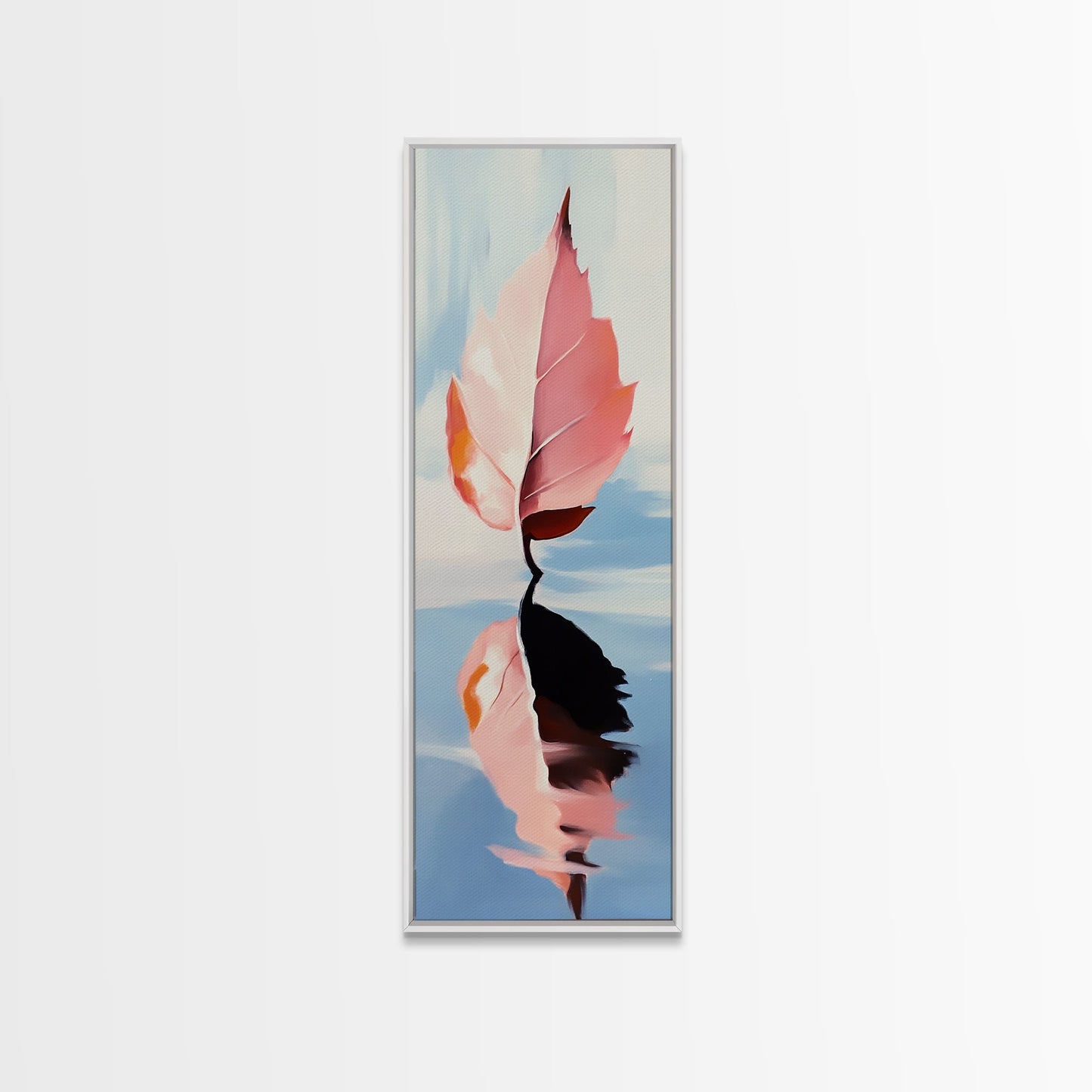 Floating Leaf, Autumn Reflection, Water Stillness, Canvas Print, Fall Wall Art, Minimalist Aesthetic, Tranquil Decor, Nature Inspired