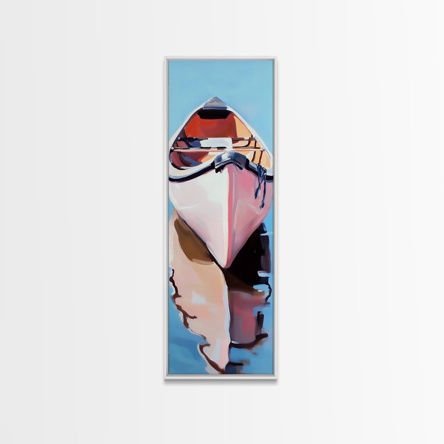 Rowboat Reflection, Lake House Art, Serene Waterscape Painting, Nautical Home Decor, Calm Blue Artwork, Canvas Print