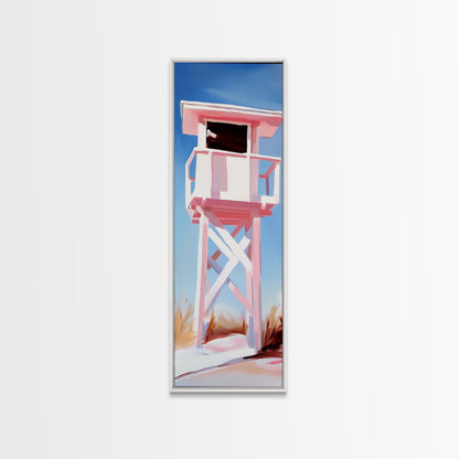 Lifeguard Tower, Beach House Art, Coastal Minimalism, Summer Seascape, Canvas Print, Nautical Theme, Modern Wall Art, Living Room Decor