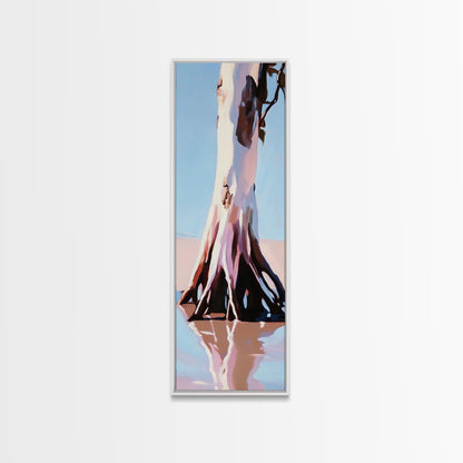 Tree trunk Coastal Home Decor, Blue Sky Painting, Seaside Aesthetic, Living Room Art, Canvas Print, Housewarming Gift