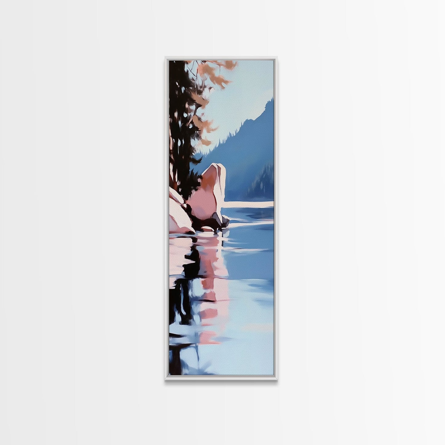 Reflective Landscape, Framed Canvas Print, Surreal Wall Art, Contemporary Home Decor, Living Room Wall Art, Minimalist Coastal Vibes