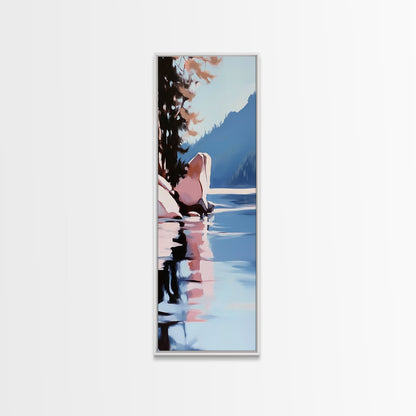 Reflective Landscape, Framed Canvas Print, Surreal Wall Art, Contemporary Home Decor, Living Room Wall Art, Minimalist Coastal Vibes