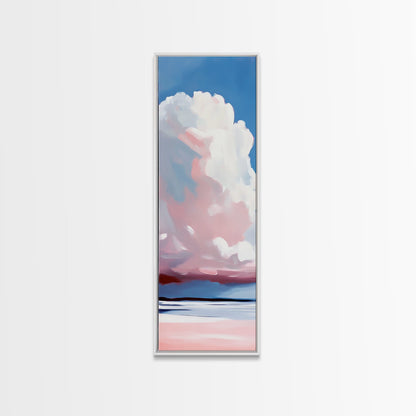 Cloudscape, Pink Sky, Soft Colors, Tranquil Atmosphere, Dreamy Home Decor, Boho Aesthetic, Bedroom Wall Art, Framed Canvas Print