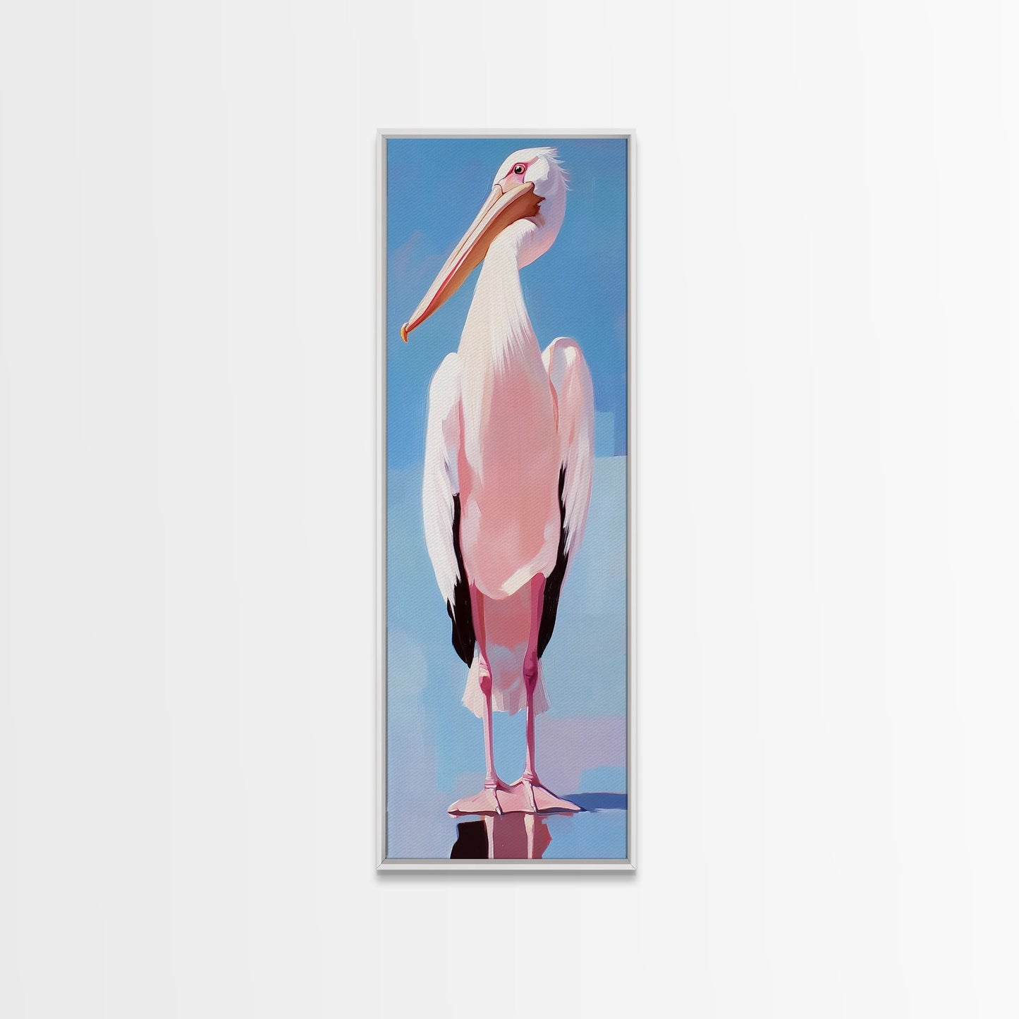 Pelican, Coastal Bird, Modern Beach Art, Nautical Home Decor, Ocean Animal, Boho Wall Art, Seaside Theme, Framed Canvas Print