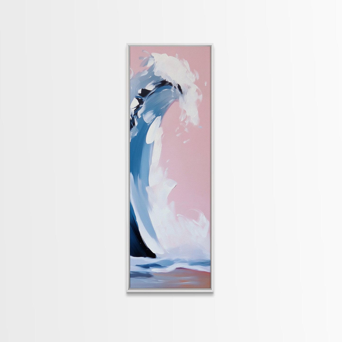 Pink Wave, Surfing Wall Art, Coastal Energy, Abstract Seascape, Ocean Motion, Beach Inspired Framed Canvas Print, Minimalist Home Decor