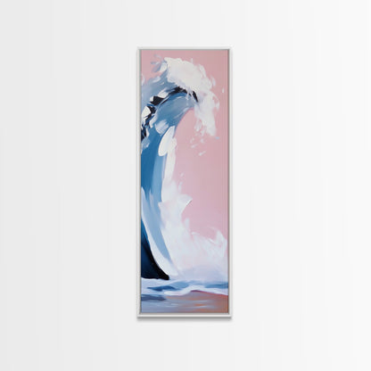Pink Wave, Surfing Wall Art, Coastal Energy, Abstract Seascape, Ocean Motion, Beach Inspired Framed Canvas Print, Minimalist Home Decor