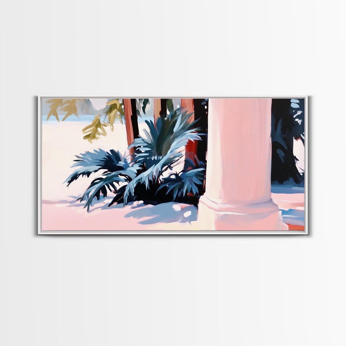 Palm Tree Painting, Coastal Tropical Art, Minimalist Summer Aesthetic, Soft Pastel Beach Decor, Boho Home Wall Art, Canvas Print