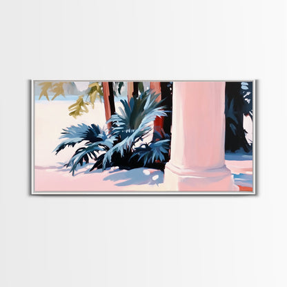 Palm Tree Painting, Coastal Tropical Art, Minimalist Summer Aesthetic, Soft Pastel Beach Decor, Boho Home Wall Art, Canvas Print