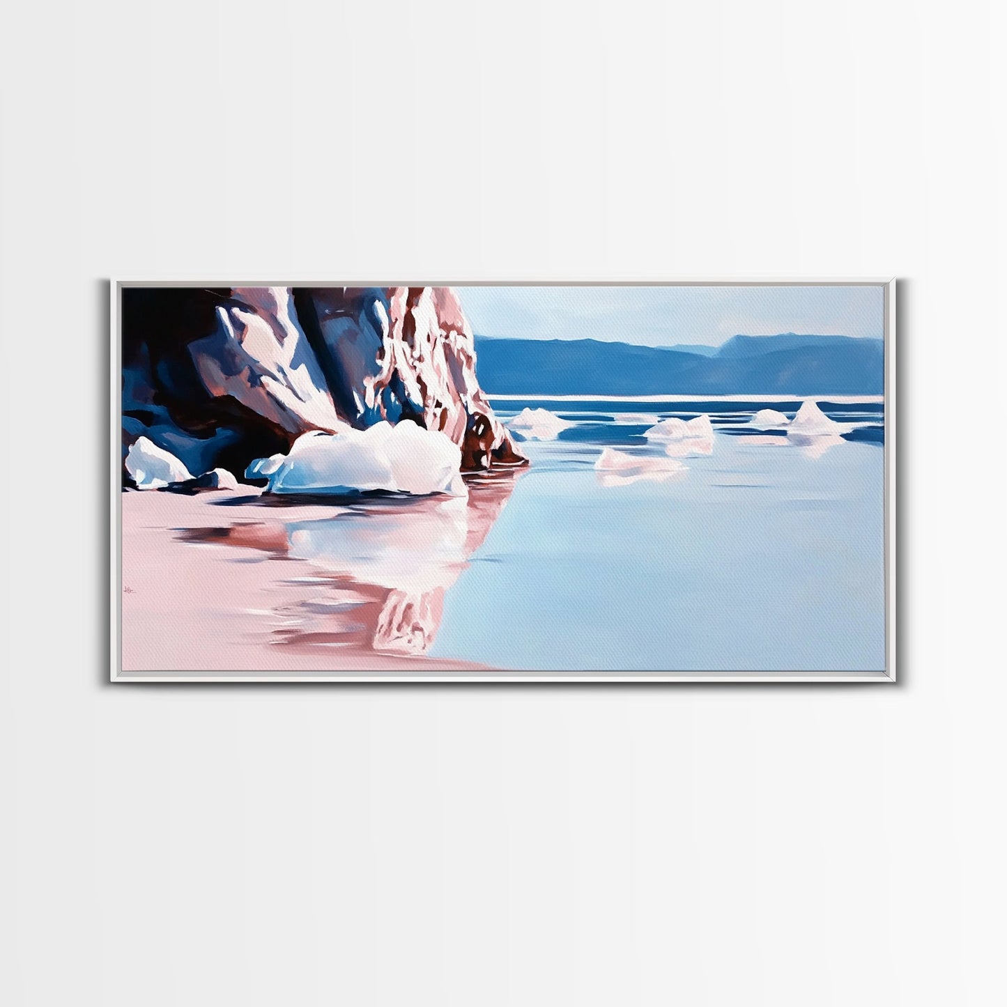 Reflections, Winter Seascape, Arctic Art, Canvas Print, Coastal Wall Decor, Living Room Art, Minimalist Landscape, Nature Painting