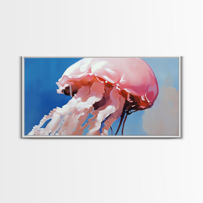 Quallen, Meereskunst, Meereslebewesen, Leinwanddruck, Küstenwanddeko, Strandhauskunst, Nautische Malerei, Minimalistische Unterwasserkunst