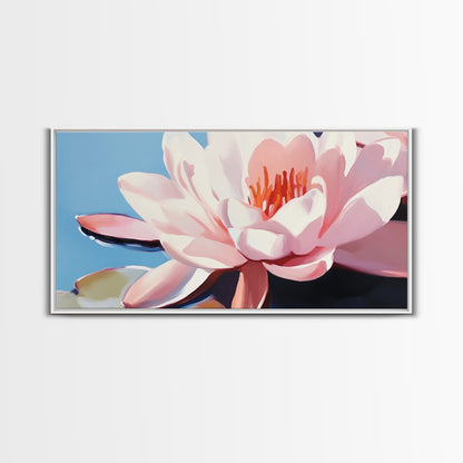 Seerosenblüte, florales Wandbild, Zen-Botanischer Druck, minimalistische Naturdekoration, moderne, ruhige Kunst, Leinwanddruck fürs Badezimmer