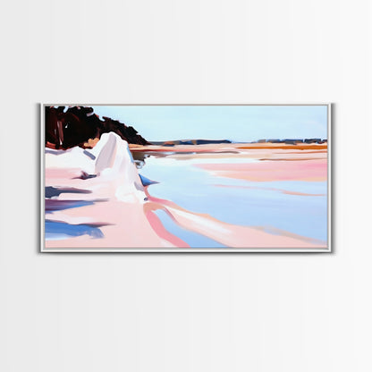 Klippen, Wasser, Spiegelung, Leinwanddruck, Küstenkunst, zeitgenössisches Seestück, Küstenansicht, Pastelllandschaft, Meeresdekor