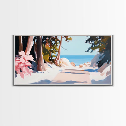 Woodland Path, Lakeside Retreat, Nature Escape, Canvas Print, Rustic Wall Art, Cabin Decor, Landscape Painting, Outdoor Serenity