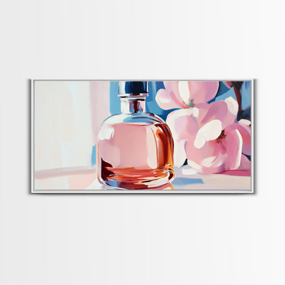 Perfume Bottle, Feminine Art, Chic Wall Decor, Canvas Print, Modern Glam Art, Elegant Painting, Fashion Inspired Art, Dressing Room Art