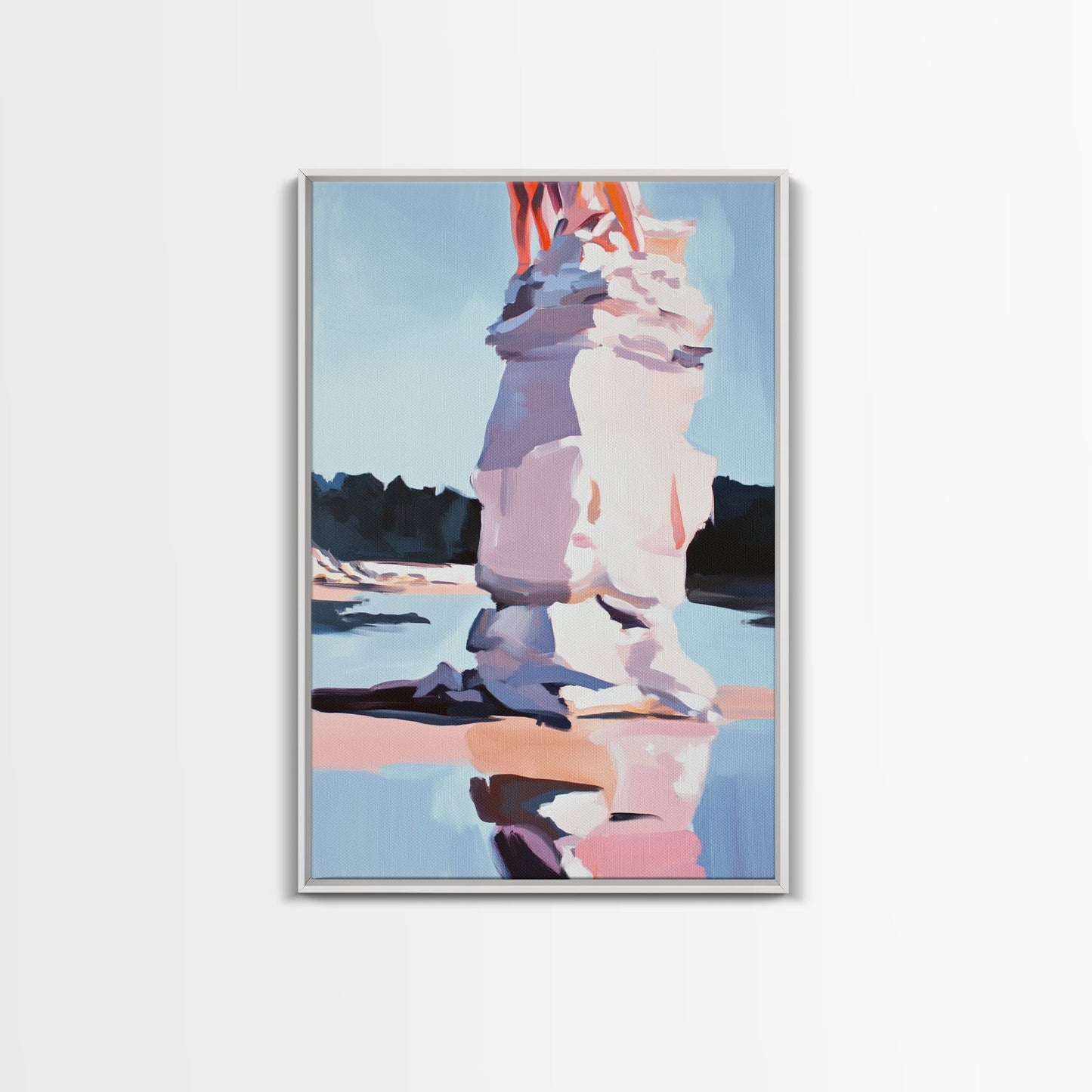 Pink Ice, Abstract, Winter Wall Art, Modern Home Decor, Pastel Landscape, Nature Inspired, Contemporary Art, Framed Canvas Print