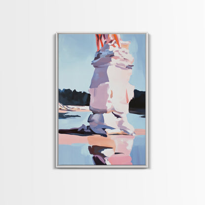 Pink Ice, Abstract, Winter Wall Art, Modern Home Decor, Pastel Landscape, Nature Inspired, Contemporary Art, Framed Canvas Print