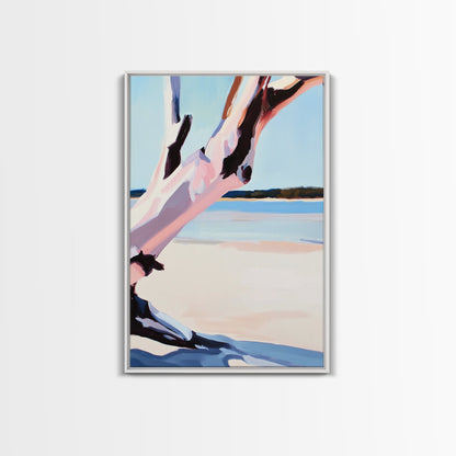 Pink Tree, Abstract Nature, Modern Boho Art, Minimalist Wall Decor, Framed Canvas Print, Living Room Wall Art, Pastel Home Decor