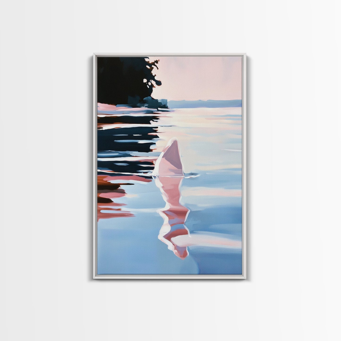 Ocean Reflection, Sunset, Water Art, Framed Canvas Print, Coastal Wall Art, Minimalist Decor, Beach House Art, Modern Seascape