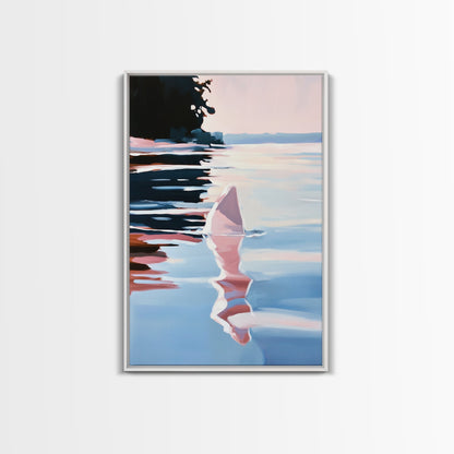 Ocean Reflection, Sunset, Water Art, Framed Canvas Print, Coastal Wall Art, Minimalist Decor, Beach House Art, Modern Seascape