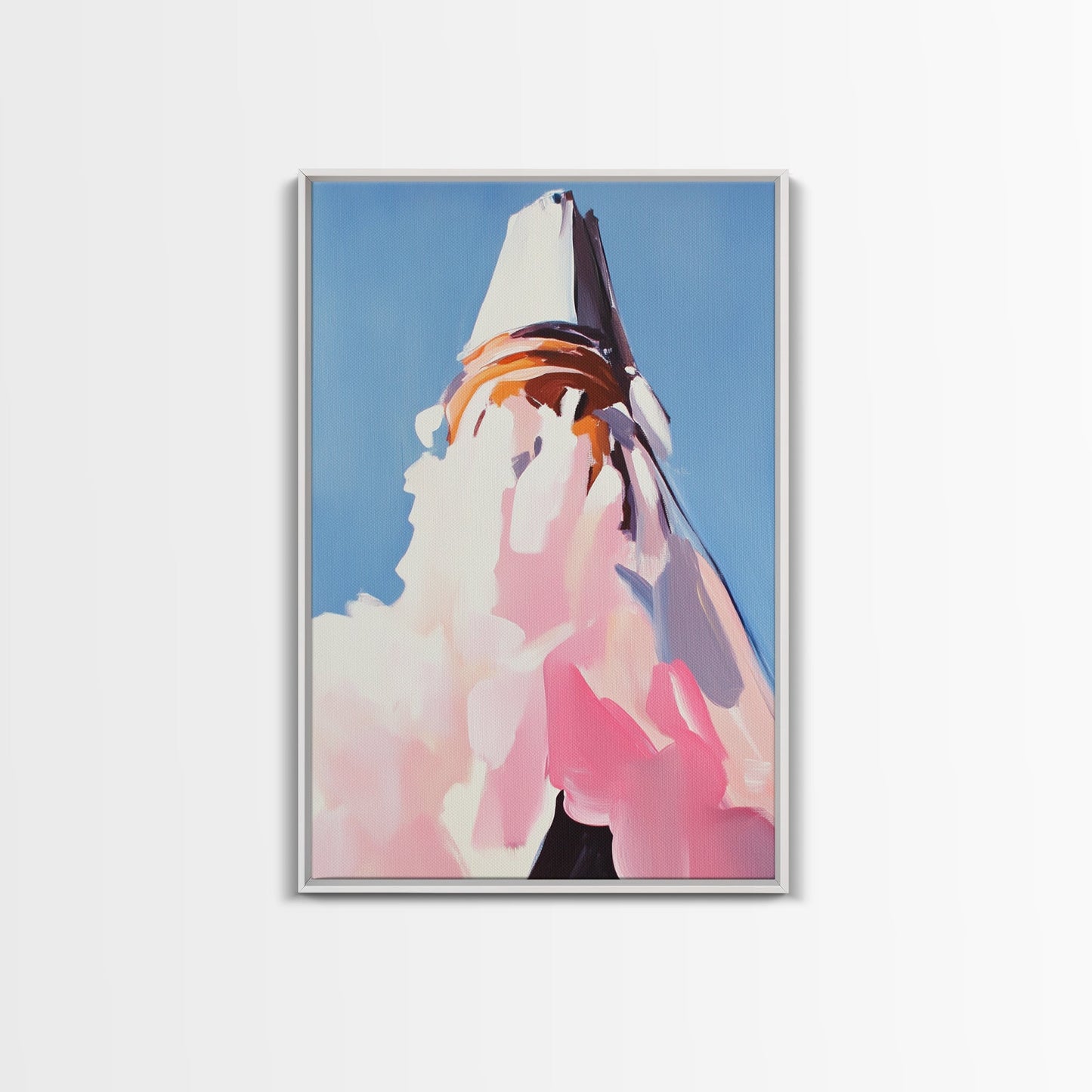 Mountain, Abstract Peak, Modern Landscape, Canvas Print, Blue Wall Art, Minimalist Nature Art, Neutral Wall Decor, Office Wall Art