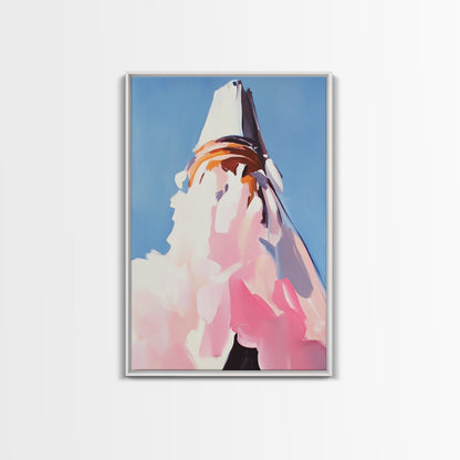 Mountain, Abstract Peak, Modern Landscape, Canvas Print, Blue Wall Art, Minimalist Nature Art, Neutral Wall Decor, Office Wall Art