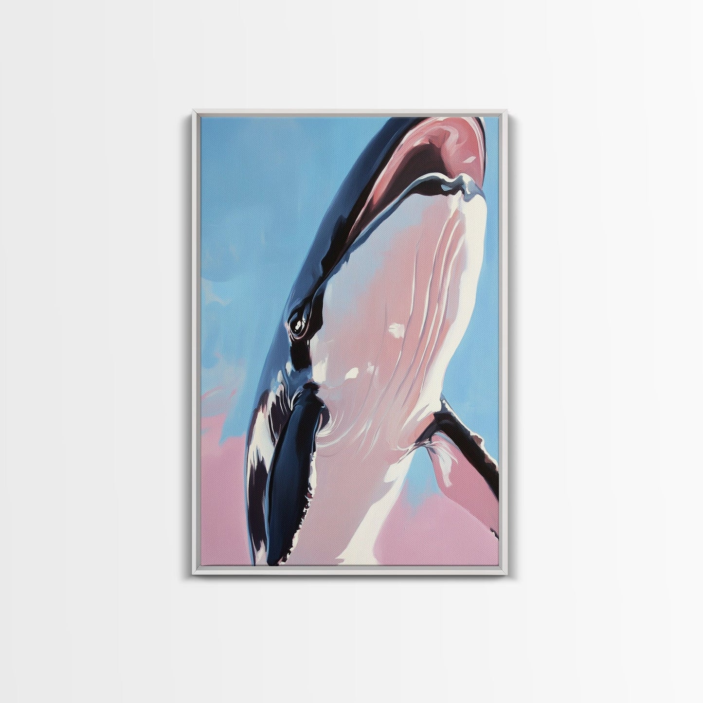 Majestic Whale, Ocean Wonder, Marine Life Art, Contemporary Animal Painting, Coastal Decor, Nautical Wall Art, Framed Canvas Print