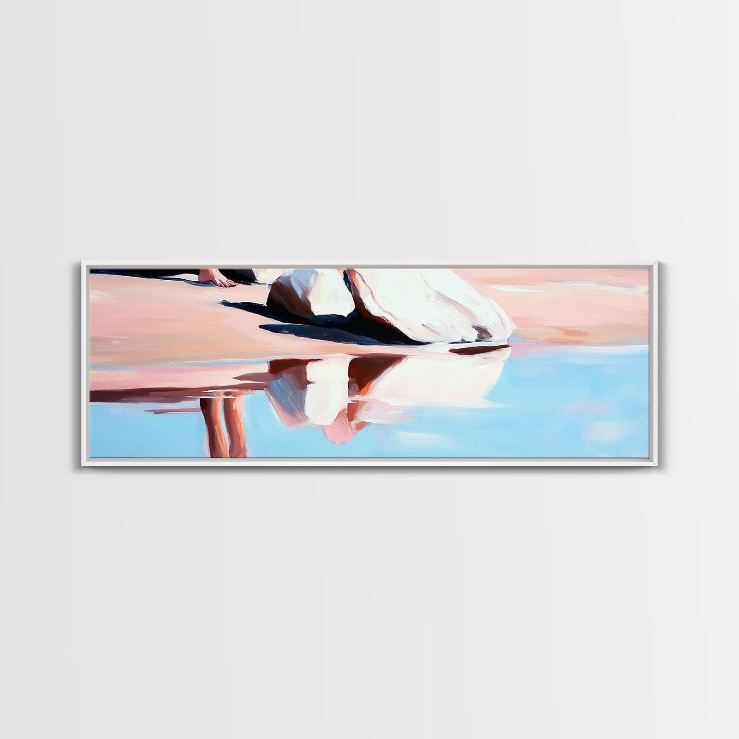 Reflection, Beach Sand, Framed Canvas Print, Coastal Home Decor, Soft Aesthetic, Minimalist Art, Dreamy Seascape, Serene Painting