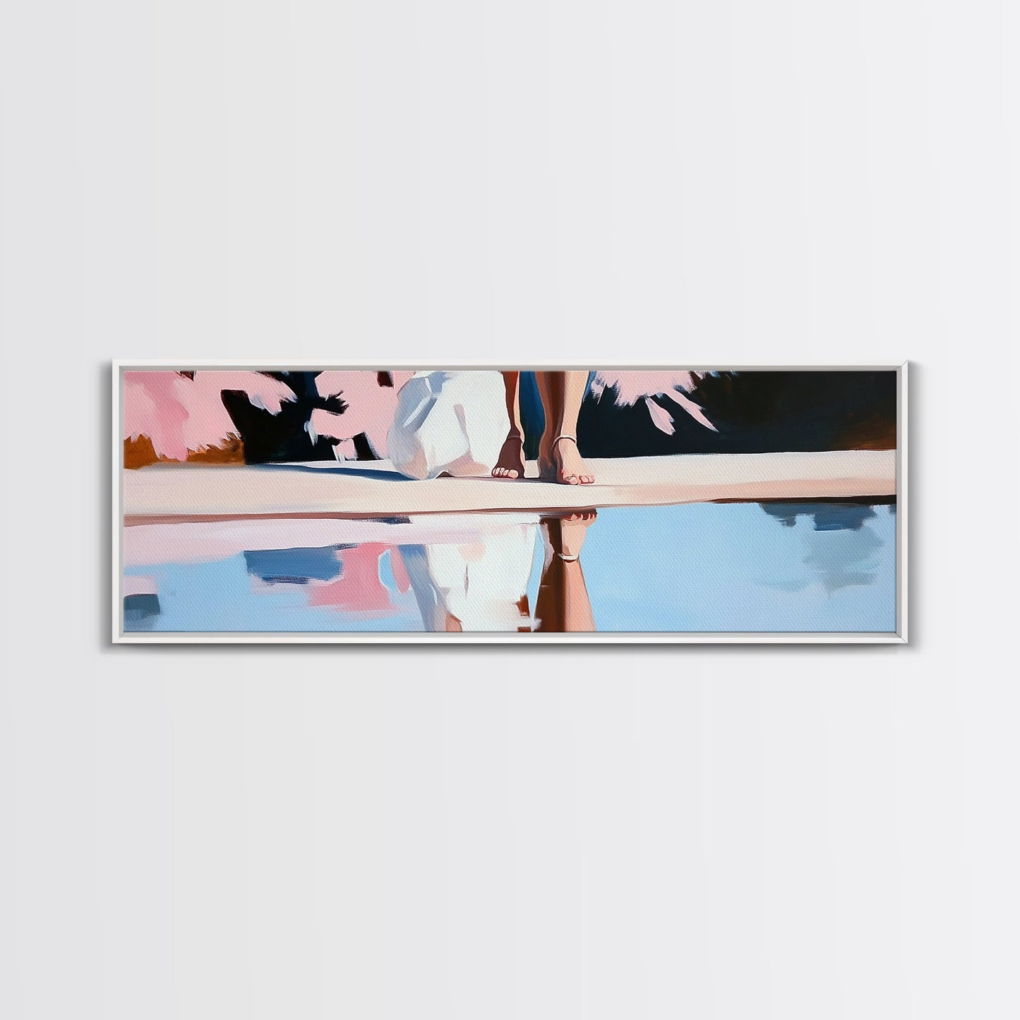 Reflection Beauty, Elegant Aesthetic, Nature Painting, Romantic Minimalism, Framed Canvas Print, Living Room Decor, Feminine Artwork