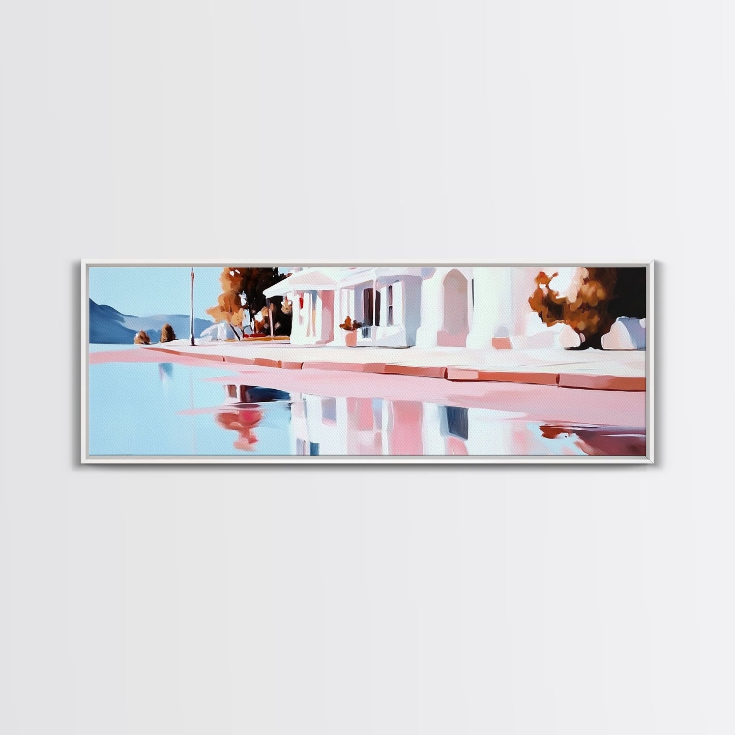 Lakeside House, Reflections, Peaceful Landscape, Canvas Print, Serene Wall Art, Modern Home Decor, Minimalist Artwork, Living Room Accent