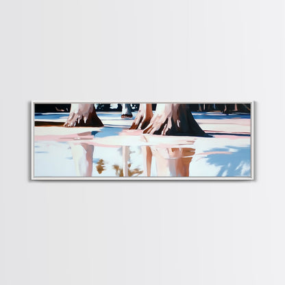 Tree Reflections, Water Reflection, Earthy Tones, Canvas Print, Minimalist Wall Art, Nature Inspired Decor, Modern Home Aesthetic