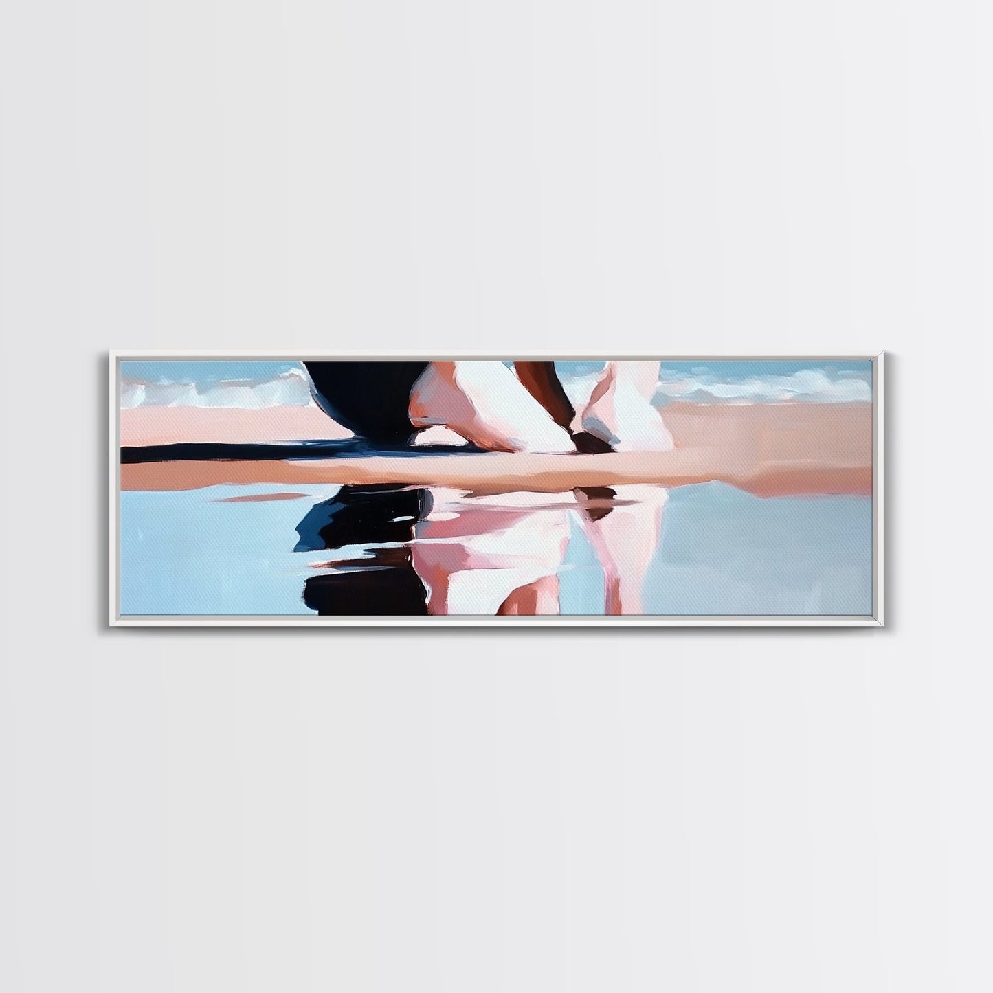 Sunset Reflection, Beach Art, Ocean Painting, Framed Canvas Print, Coastal Wall Art, Living Room Decor, Modern Minimalist Home Style