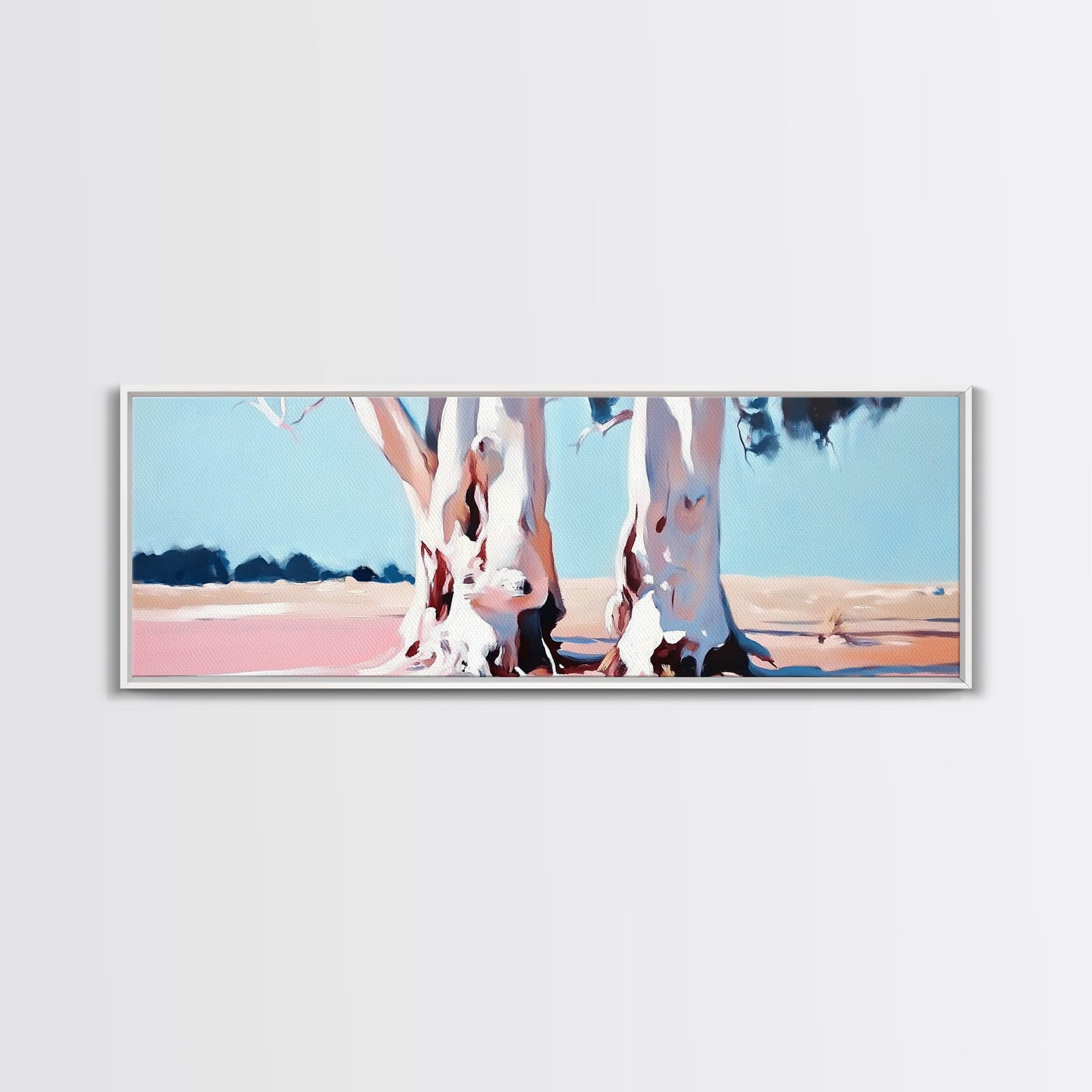 Desert Trees, Minimalist Landscape, Rustic Home Decor, Framed Canvas Print, Living Room Wall Art, Boho Aesthetic, Neutral Nature Art