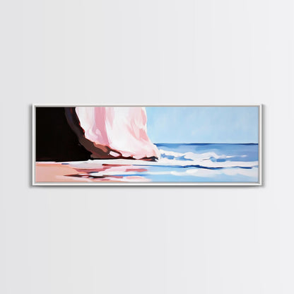 Waves, Beach Reflection, Seaside Serenity, Minimalist Decor, Framed Canvas Print, Coastal Aesthetic, Nautical Art, Living Room Wall Art